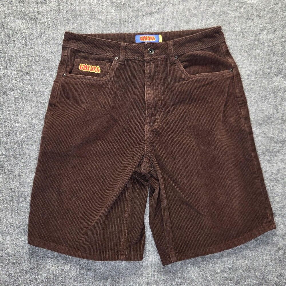 Empyre Shorts Mens 30 Brown Corduroy Relax Bermuda 5 Pocket Casual Skate Zip Fly